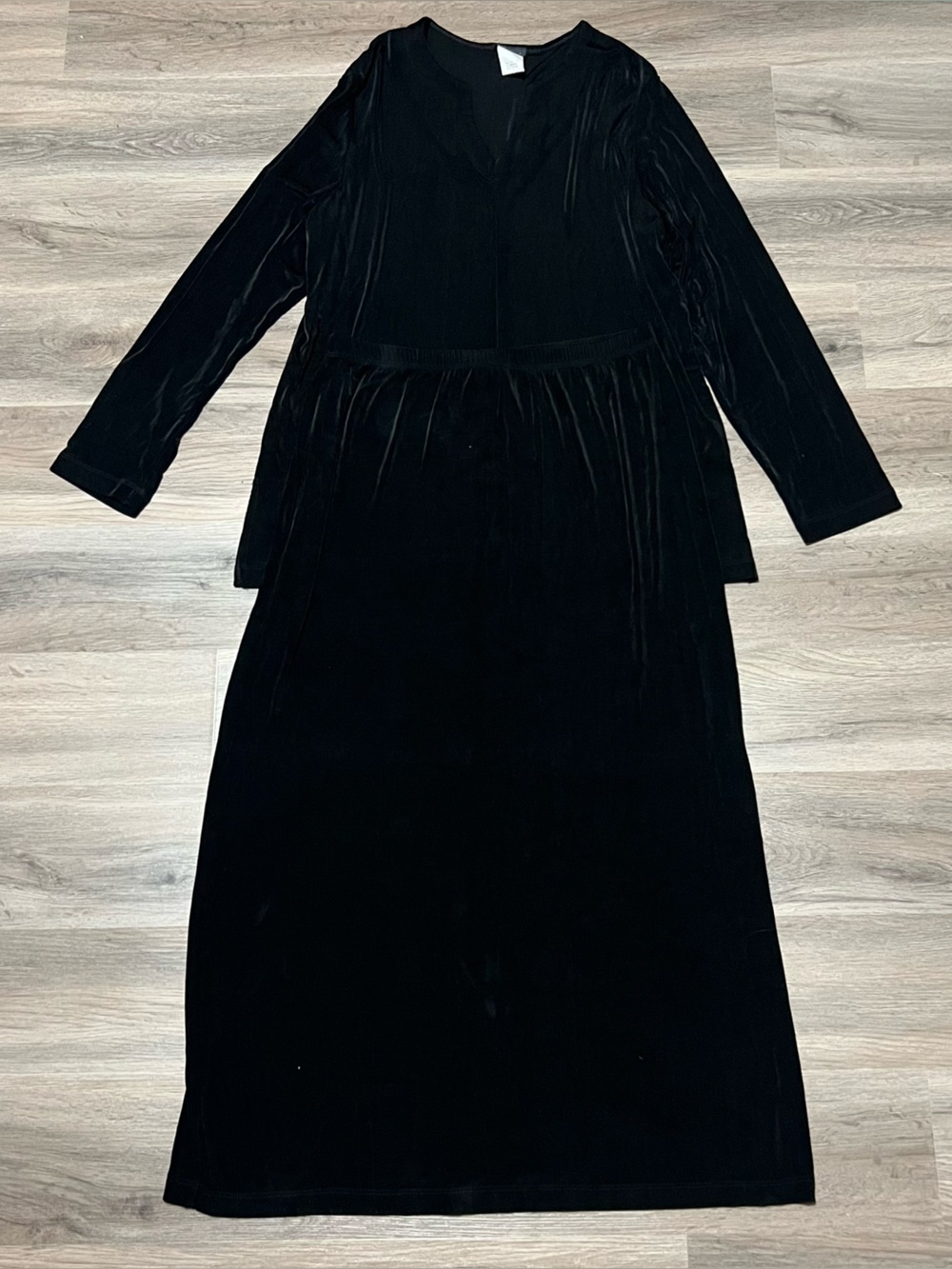 Citiknits Twinset Large Blouse Skirt Solid Black Stretch Slinky Knit 2 Piece